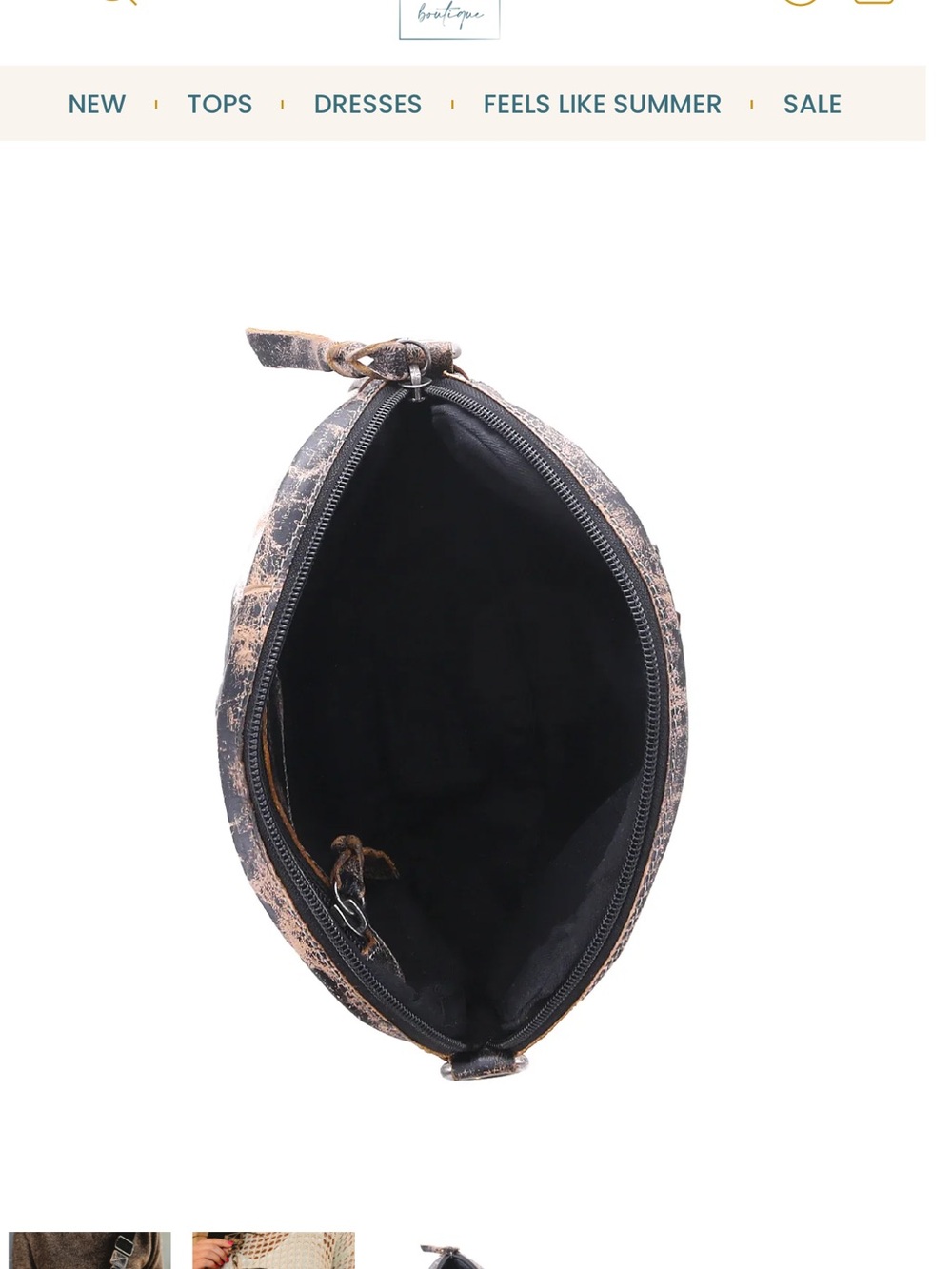 BED|STU Black & Cream Distressed Check Oval Crossbody - Picture 3 of 8